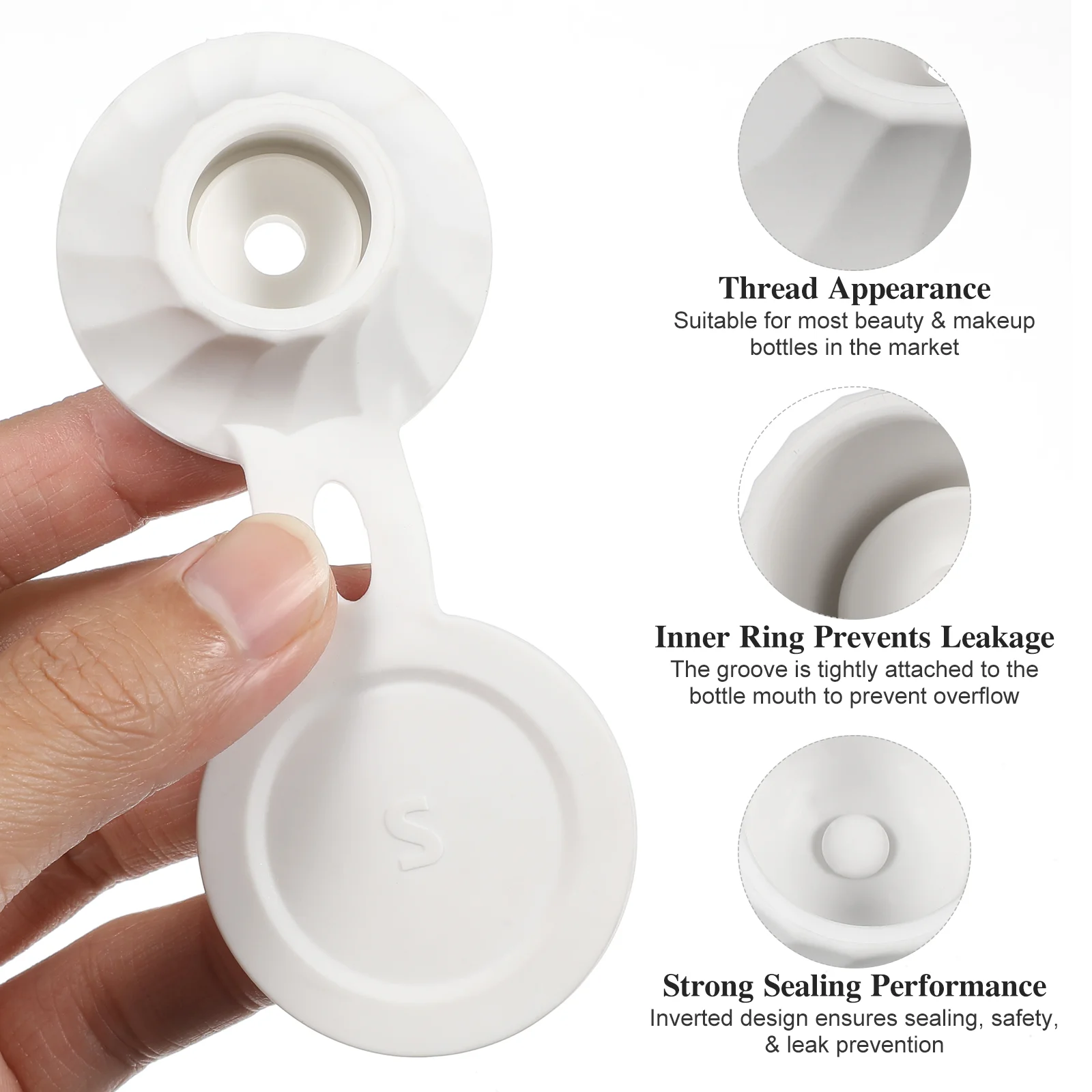 3 Pcs Shampoo Leak-proof Bottle Caps Condiment Lid Replacement Parts White Shower Gel Accessory Jar Lids for Home Use