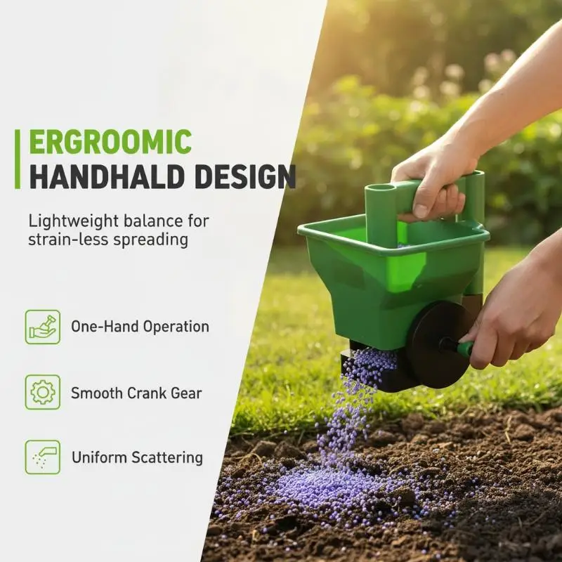 3L Labor Saving Lightweight Manual Hand Spreader for Garden Lawn Fertilizer Salt Winter Ice Melt