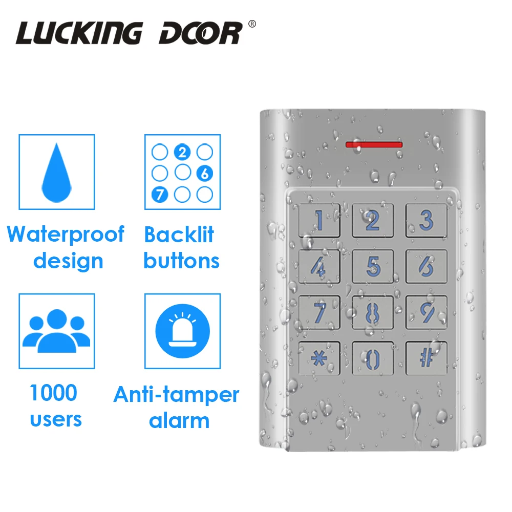 

IP67 Waterproof 1000 User Standalone Access Control Keypad Metal Security Door Entry Reader Access Control System Door Opener K5