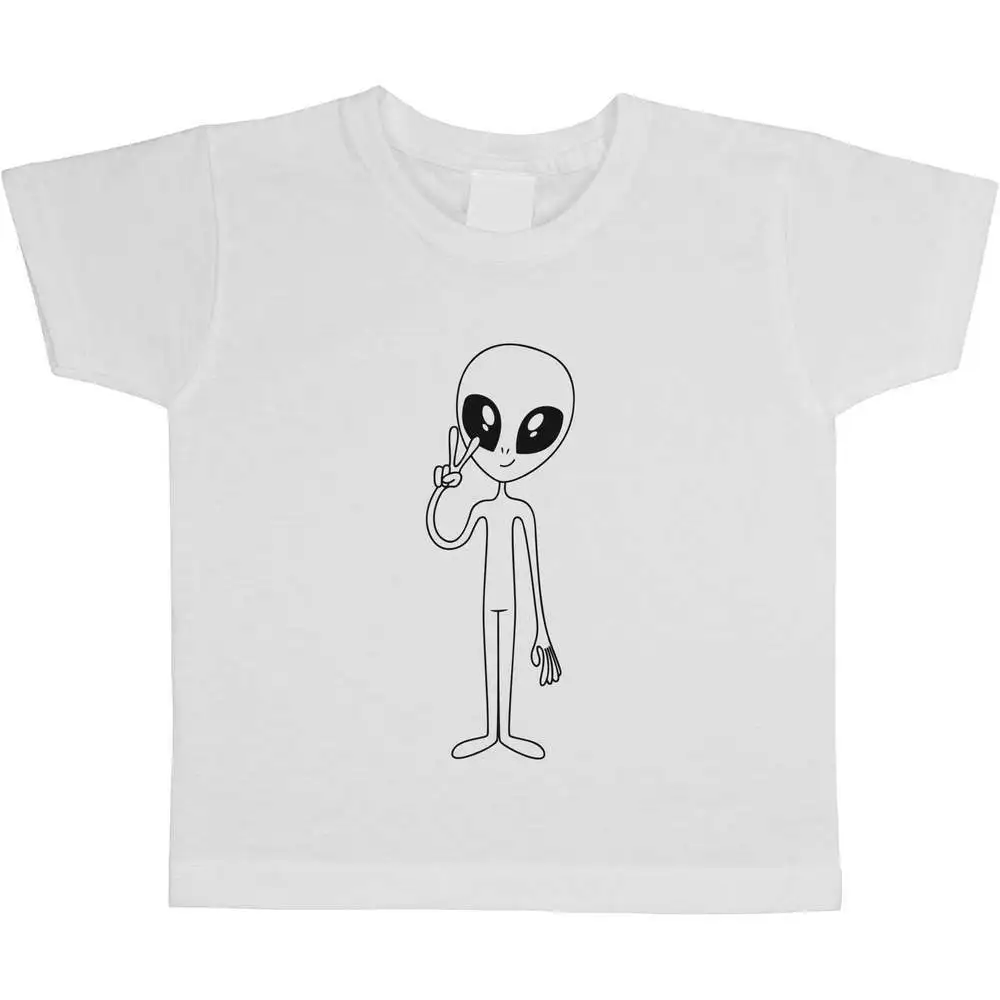 

Peace Alien' Children's / Kid's T-Shirts Boys Girls cartoon High Quality 100%Cotton Summer Short Sleeve