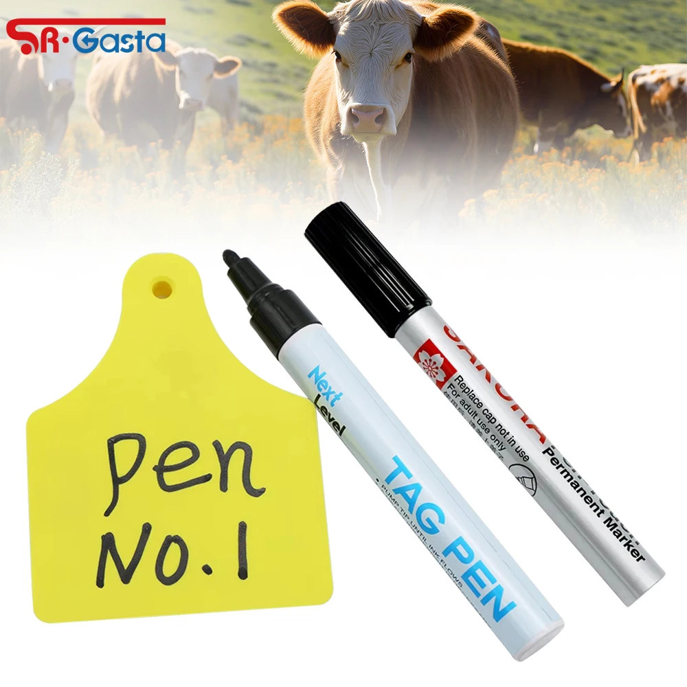 1Pc Animal Black Oil-based Ear Tag Marker Pen Blank Ear Tag Writing Instrument Permanent Tools  Waterproof Portable
