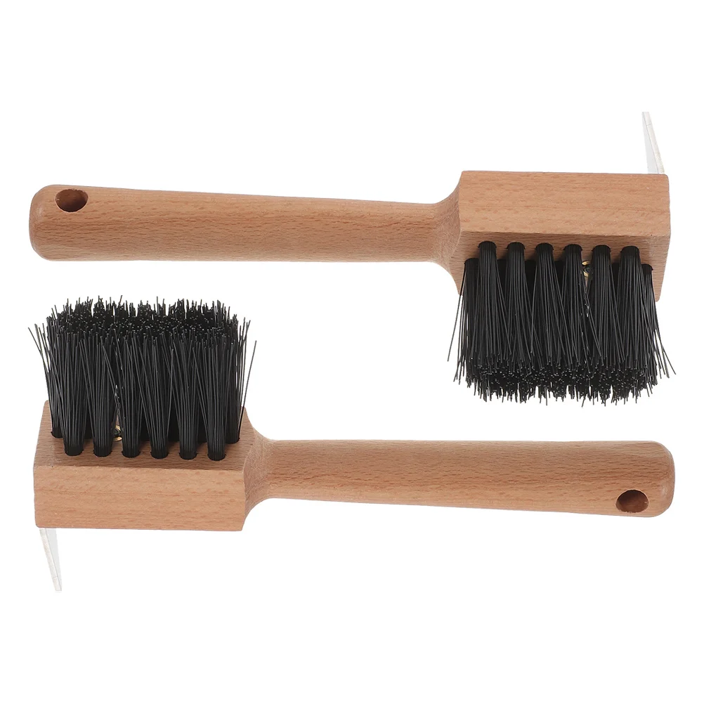 2 個の馬蹄ブラシセット木製ハンドル快適なグリップ包括的な蹄ケア丈夫な毛先多用途使用馬具ケア