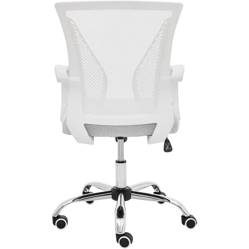 Mid-Back Office Task Chair - Ergonomic Back Supporting Mesh Back Desk Chair (White/White)