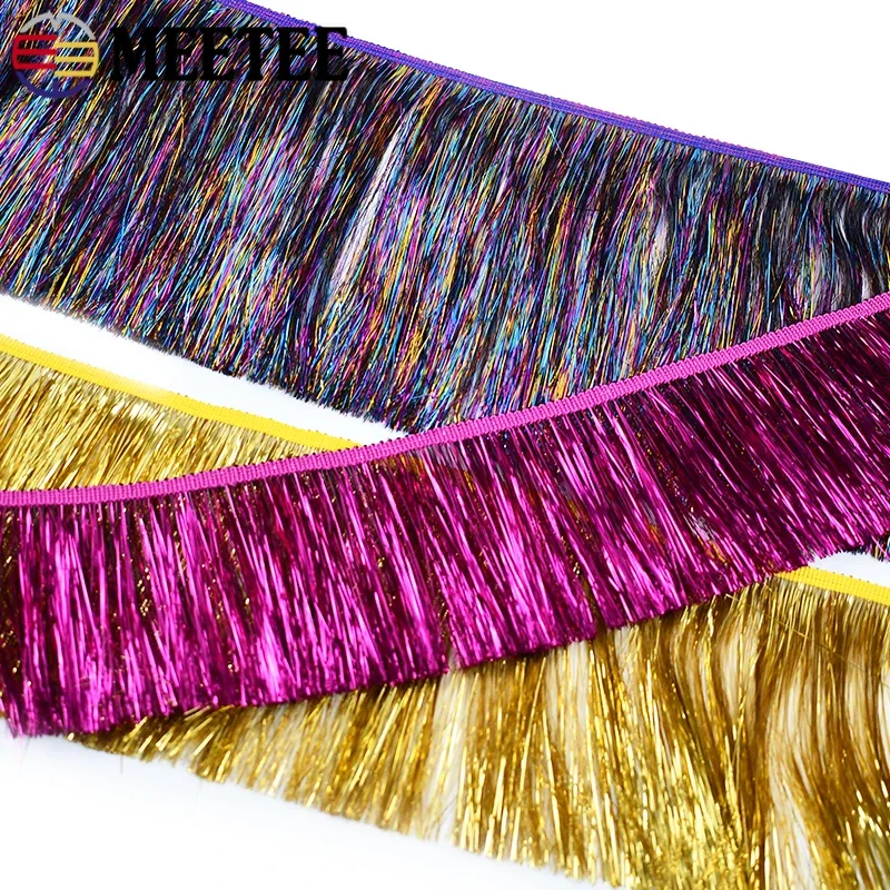 5/10Meters 10/15/20cm Rainbow Sequins Tassel Fringe Ribbon for Latin Dance Clothes Stage Dress Curtain Lace DIY Accessories