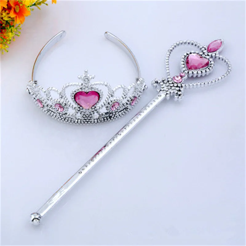 New Cute Crystal Tiara Crown Princess Crown + Magic Wand Girls Party Festival Birthday DIY Decoration Hair Accessories