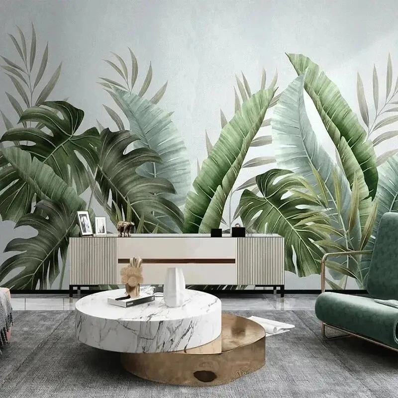 Custom Any Size Nordic Leaves Wallpaper Mural Pastoral Botanical Wall Painting Living Room Bedroom TV Sofa Background Wall Decor