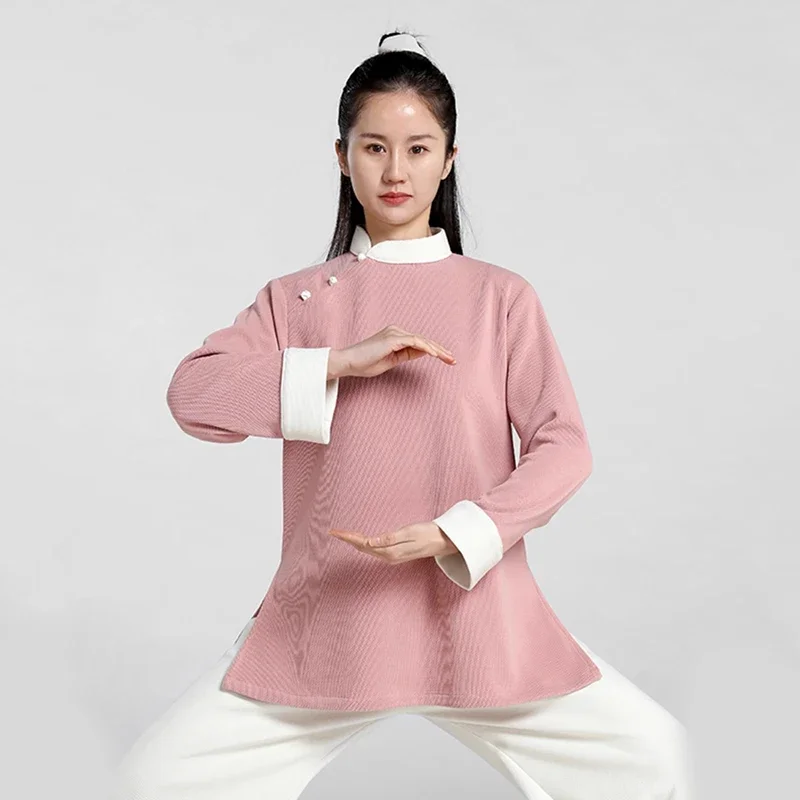 Kun Master-uniforme Taichi de tela gruesa para mujer, traje de artes marciales de invierno, ropa elegante de Kung Fu, ligera y cálida