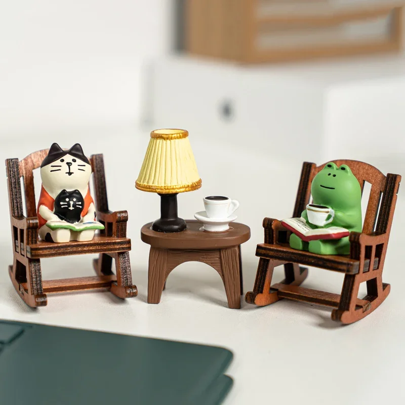 Cute Frog with Rocker Chair Healing Mini Home Office Decoration Desktop Decor Japanese Style Charming Gifts for Friends Wholesal