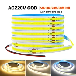 5M 10M 20M 50M 220V COB LED Licht Streifen 240LEDs/m 8mm PCB Klebstoff Hohe Dichte Linear Beleuchtung Flexible Band 3000K 4000K 6000K