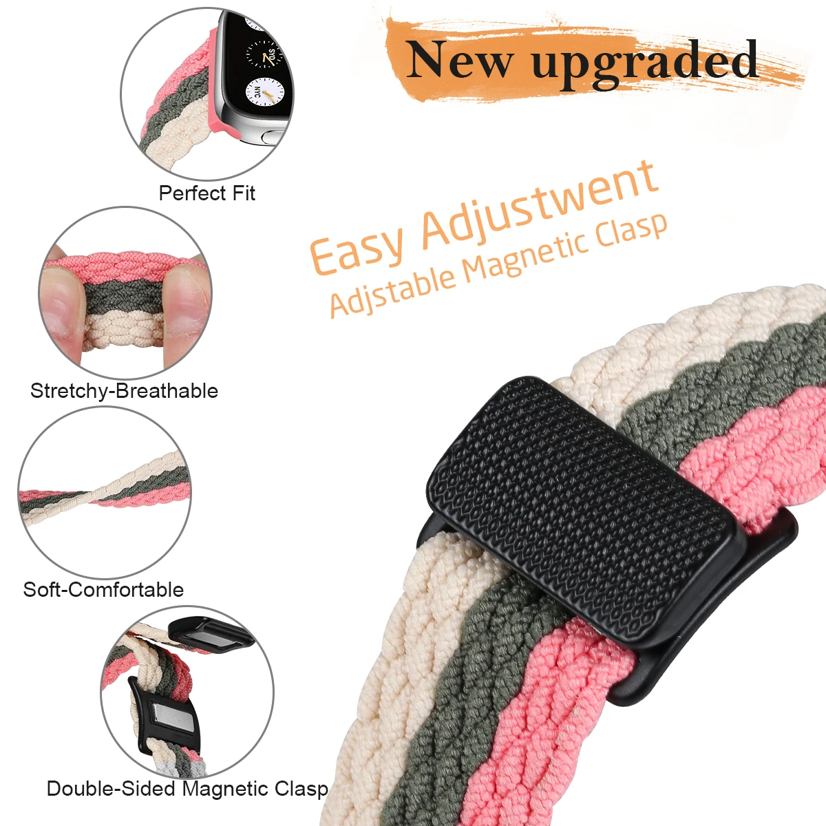 Geflochtene Schlaufe für Apple Watch Band 44 mm 45 mm 42 mm 40 41 mm 46 mm 49 mm Armband Magnetisches iWatch Series Ultra 2 10 9 SE 8 7 6 5 Armband