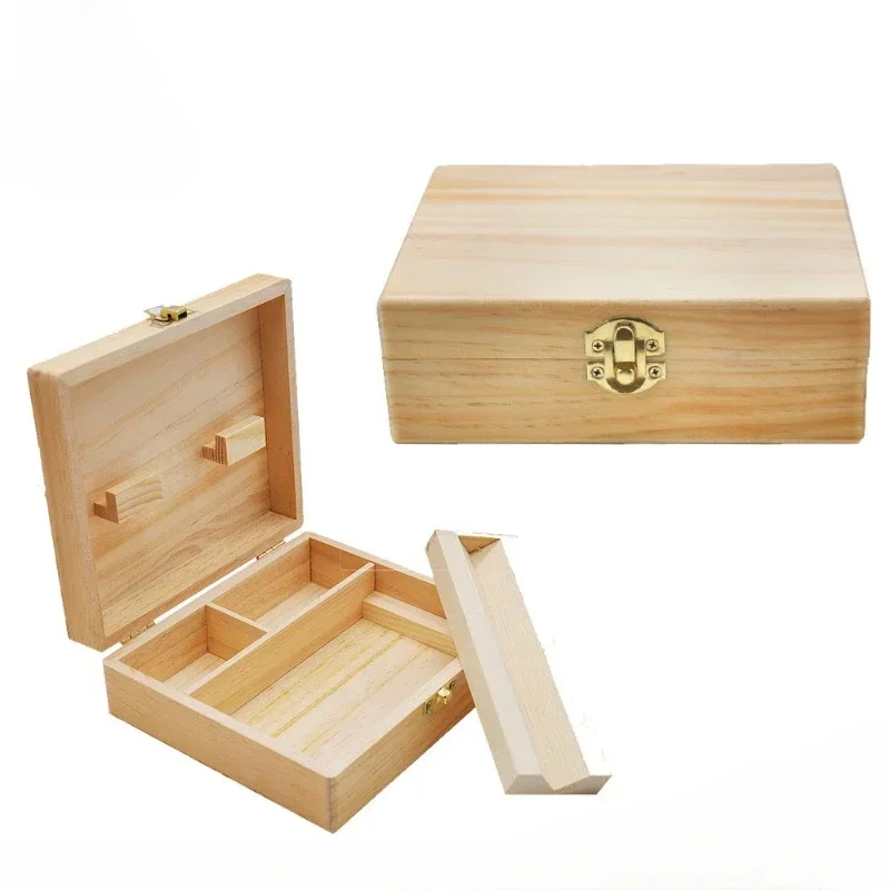 

Wooden Stash Box With Rolling Tray for Smoke Accessories Bamboo Storage Container with Lock Organizer for Tobacco Herb Smoking