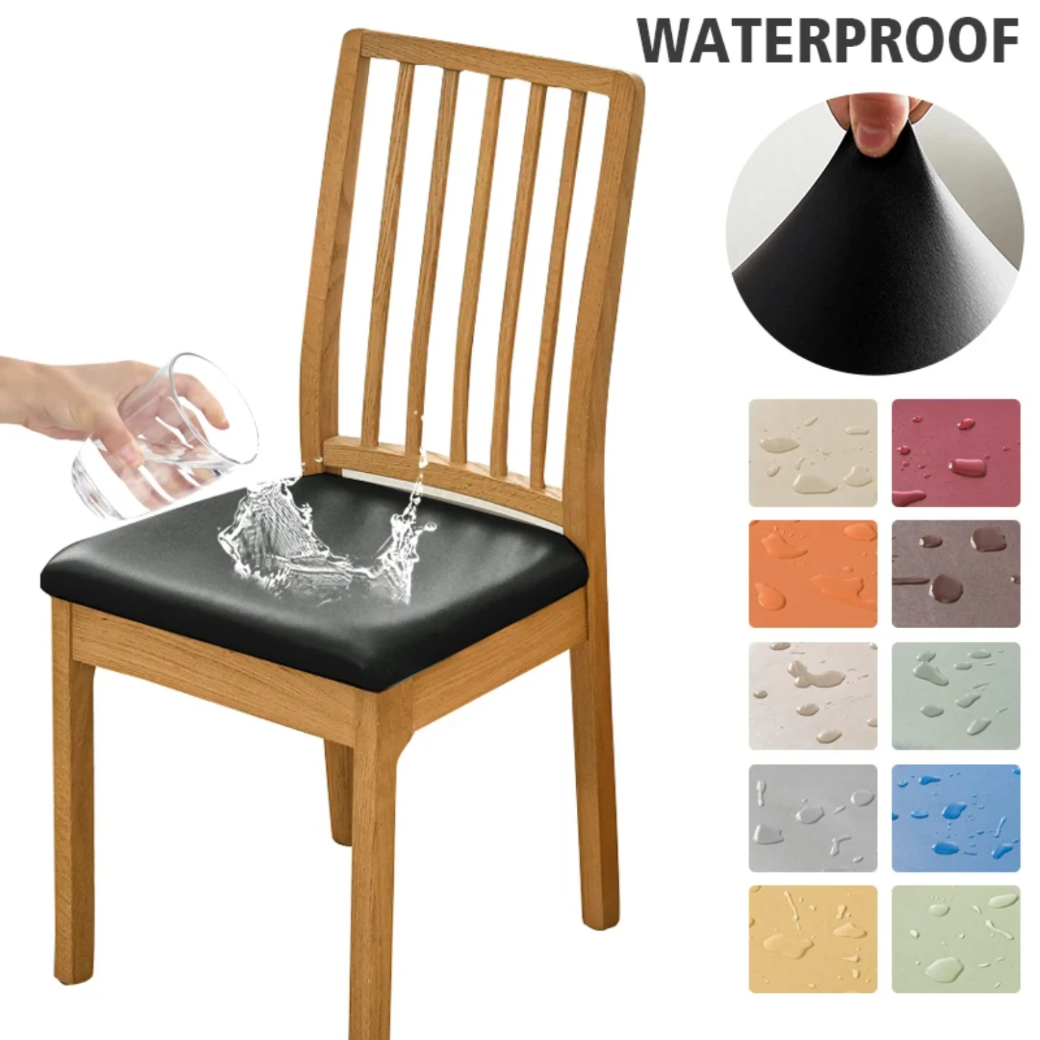 Enhance Your Homes Style with Cozy and Stylish Waterproof PU Leather Square Dining Room Chair Seat Cushion Cover! Ultimate Prot