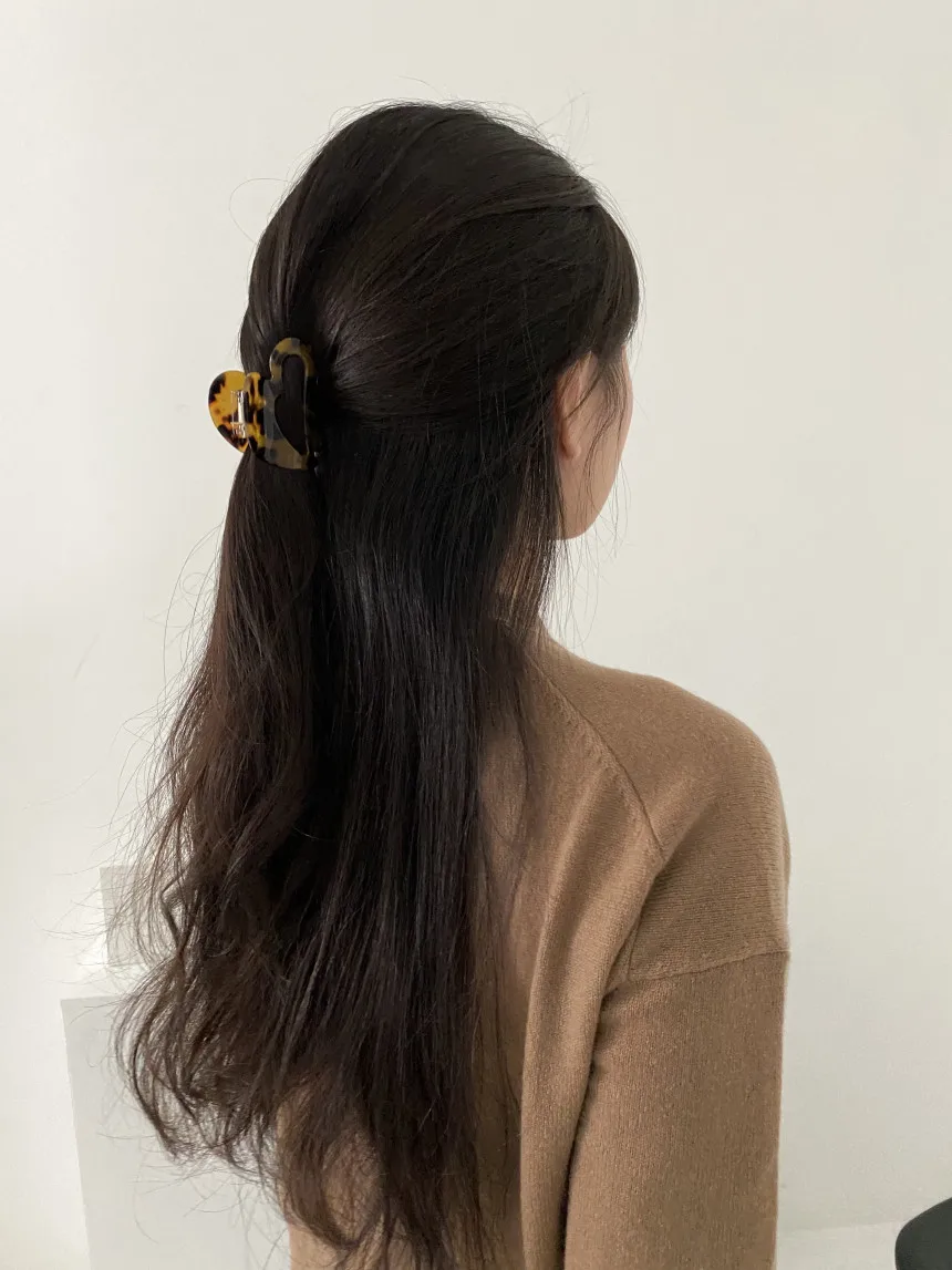 Korea France chocolate color love hair clip back head medium shark clip acetic acidHair Accessories Gift