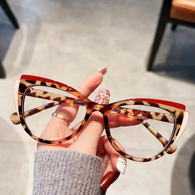 56691 Fashion Rainbow Optical Spectacle Frame Women Cat Eye Coloured Eyebrow Frame Anti Blue Computer Glasses