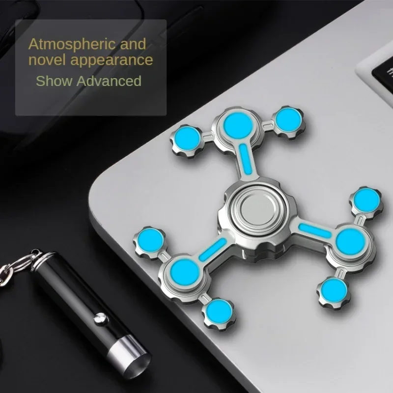 Stress Relief Toy Metal Luminous Fidget Spinner Antistresse Rotating Roller Handle Glowing Spinning Tip Top Gyro EDC Novelties