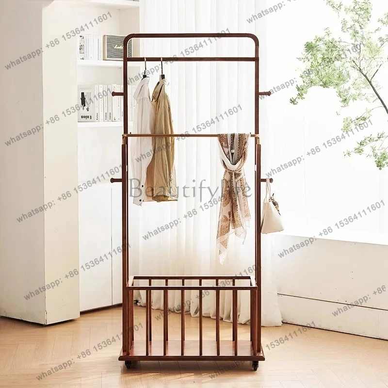 

Solid wood coat rack Bedroom floor removable storage Modern cloakroom Home designer