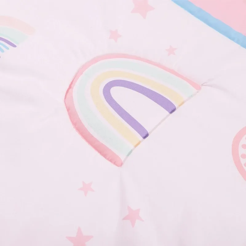 طقم سرير أطفال قطني من الألياف الدقيقة مكون من 3 قطع من قوس قزح طقم سرير أطفال ناعم (تنورة سرير ملاءة لحاف الطفل) #5