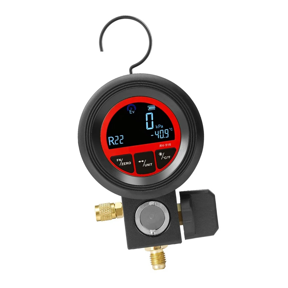 RV-516 Digital Pressure Gauge 0-6000Kpa With Vacuum Test Leak Detection For R22 R32 R410A R134A HVAC Automotive Repair Tool