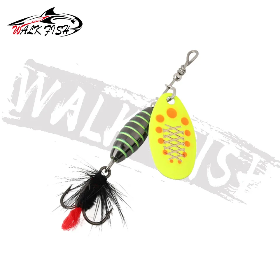 WALK FISH 낚시 미끼 회전 스팽글 스푼 스피너, 황동 고탄소강 후크, 워블러 베이스 페스카, 3.7g, 5.3g, 8.2g, 10.5g