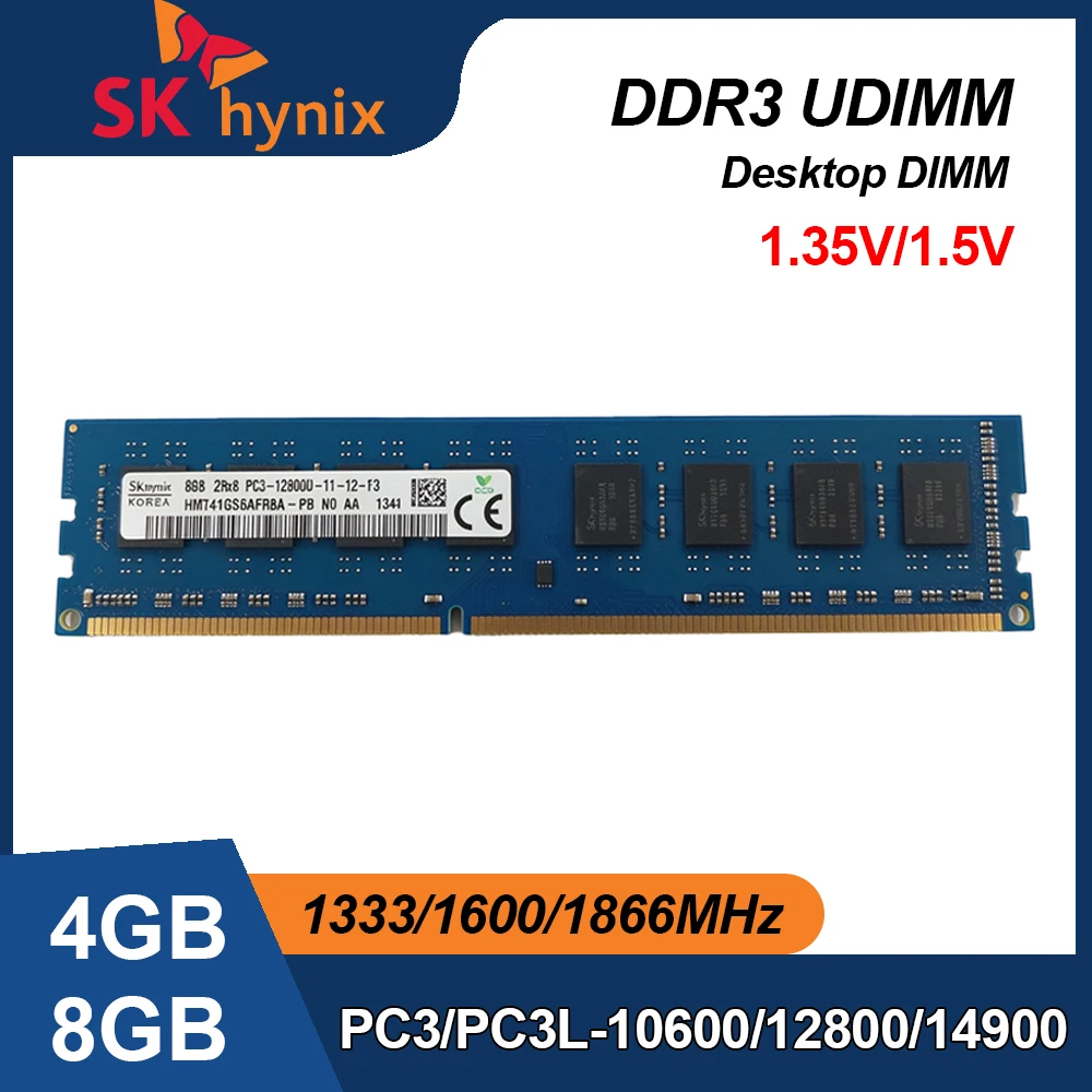 SK Hynix DDR3 DDR3L Desktop RAM 4GB 8GB 1333 1600 1866MHz PC3 1.5V 1.35V 240Pin Non-ECC DIMM For Intel AMD PC Upgrade 1PCS/2PCS