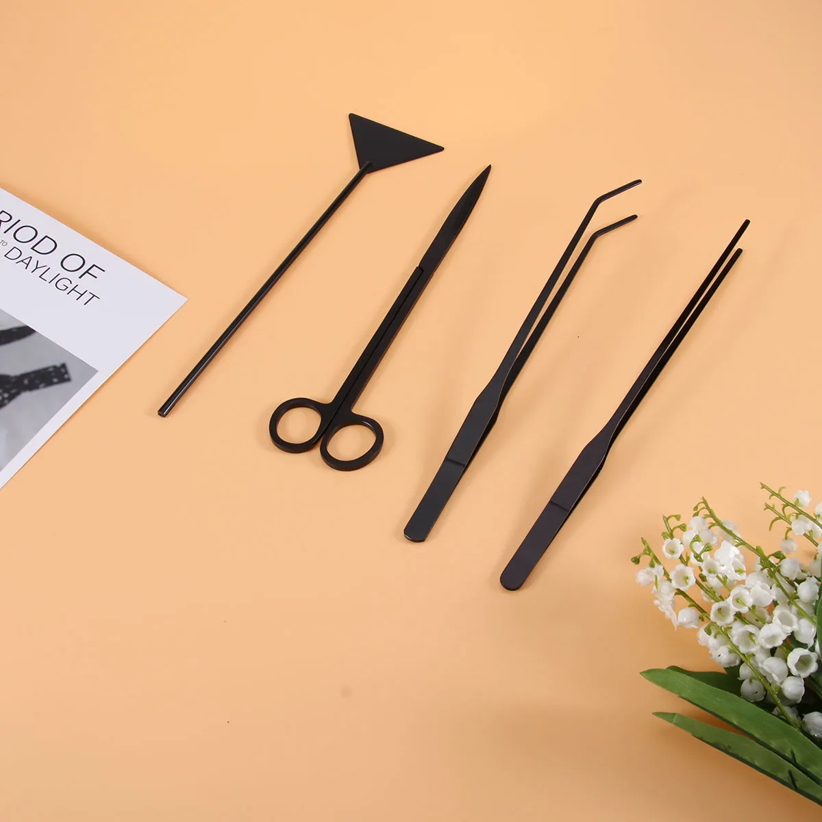 

4 PCS Aquarium Tool Set Scissors Aquatic Plant Tools Stainless Steel Straight Tweezer