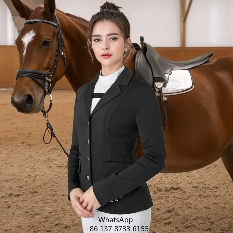 

Женская настраиваемая полиэстеровая куртка для соревнований, высококачественная оптовая верхняя одежда для конного спорта, костюм для верховой езды и товары для лошадей