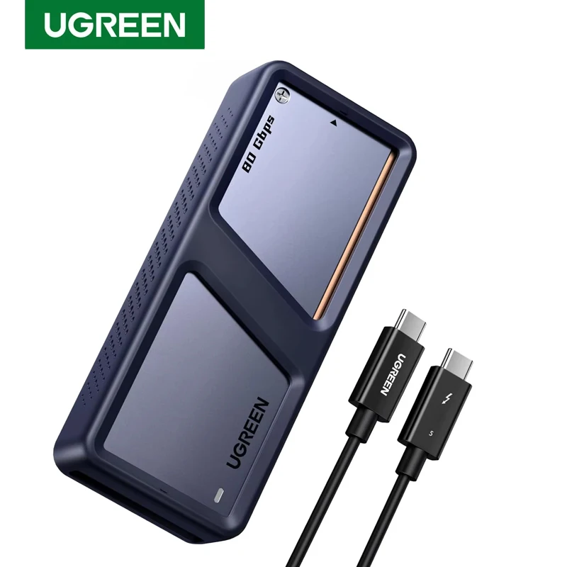 UGREEN 80Gbps M.2 NVMe SSD Enclosure Compatible Thunderbolt 5/4/USB4 V2.0 NVMe Enclosure with Cooling Fan Aluminum TB5 SSD Box view 2