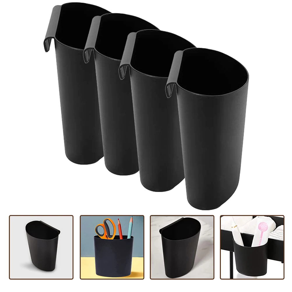 4 Pcs Storage Basket Hanging Cup Holder Cart Container Shopping Trolleys Organizer Countertop Trash Small Plastic Lash Office