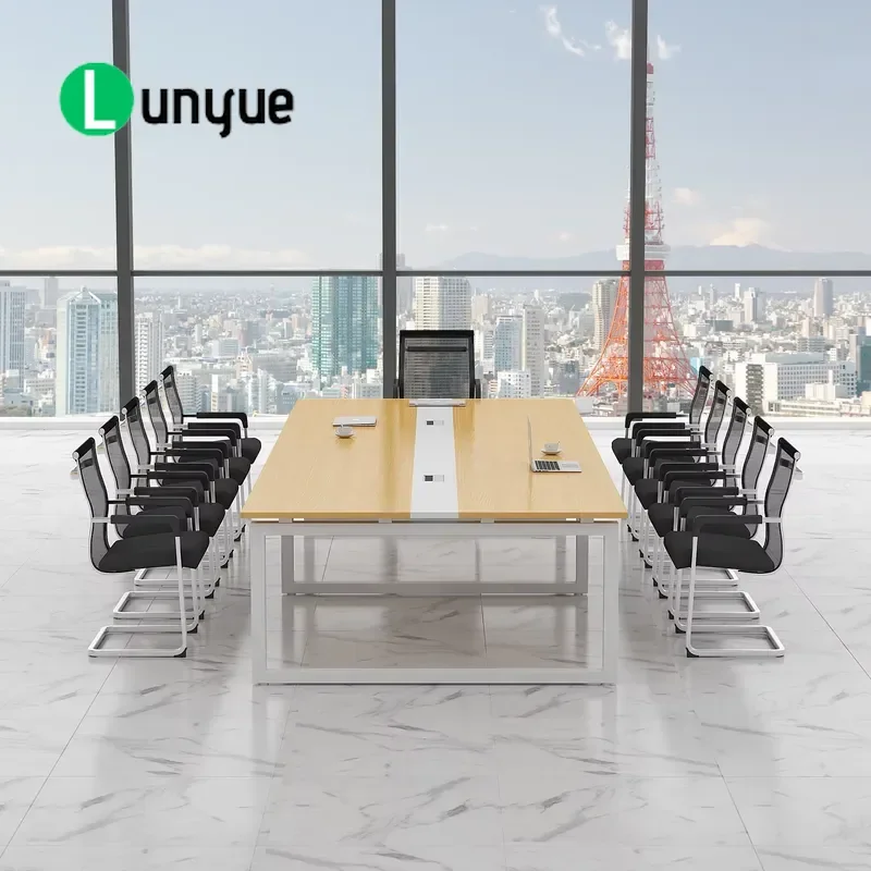 Modern Solid Wood Conference Table Aluminum Legs Office Furniture for Meeting Room Home Office Workshop Durable Stylish