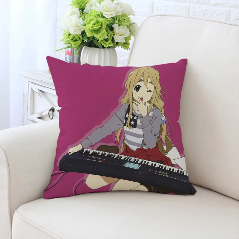 Juste de coussin décorative pour salon, anime japonais, K-on, taies d'oreiller, housses de coussins, décoration d'intérieur, 45x45