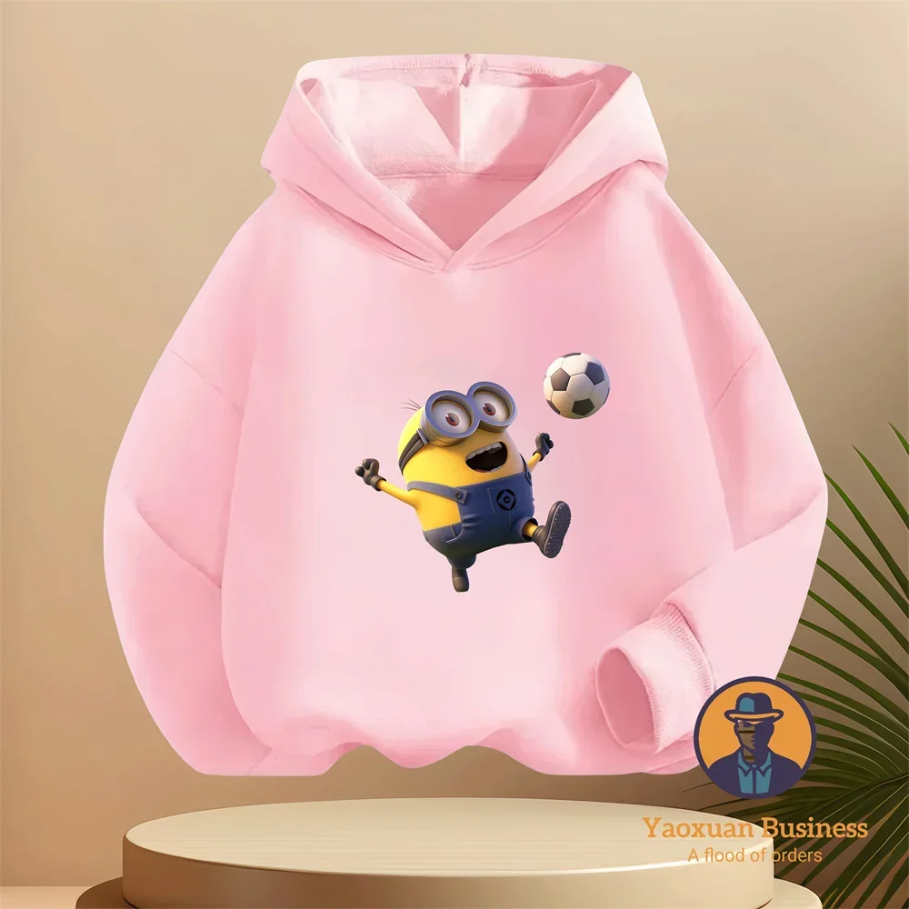 

New Arrival Autumn Winter 2-14Y Boys Girls Pure Cotton Hoodie Minions Trendy Graphic Print