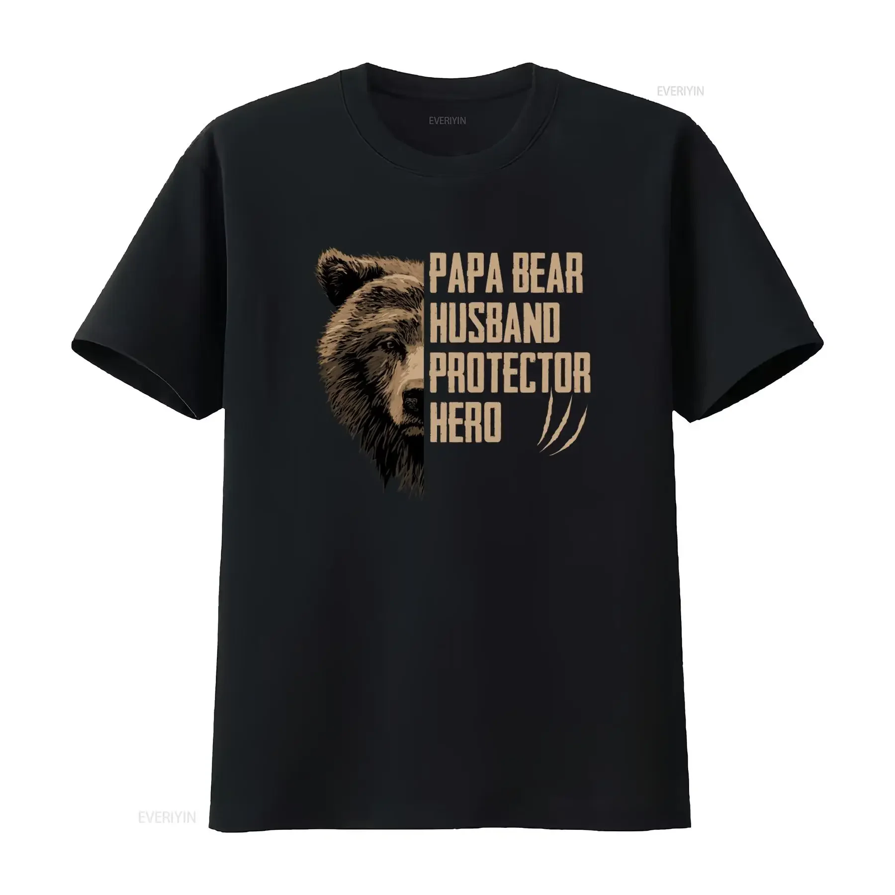 Papa Bear Husband Protector Hero Men's T Shirt Perfect Father's Day with Face Design vintage Washed Stretched Versatile Casual