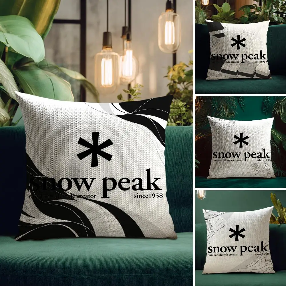 Fashion S-Snow P-Peak Logo Cushion Cover Organic Linen Square Pillow Case Durable Non-Allergenic And Kind To Skin