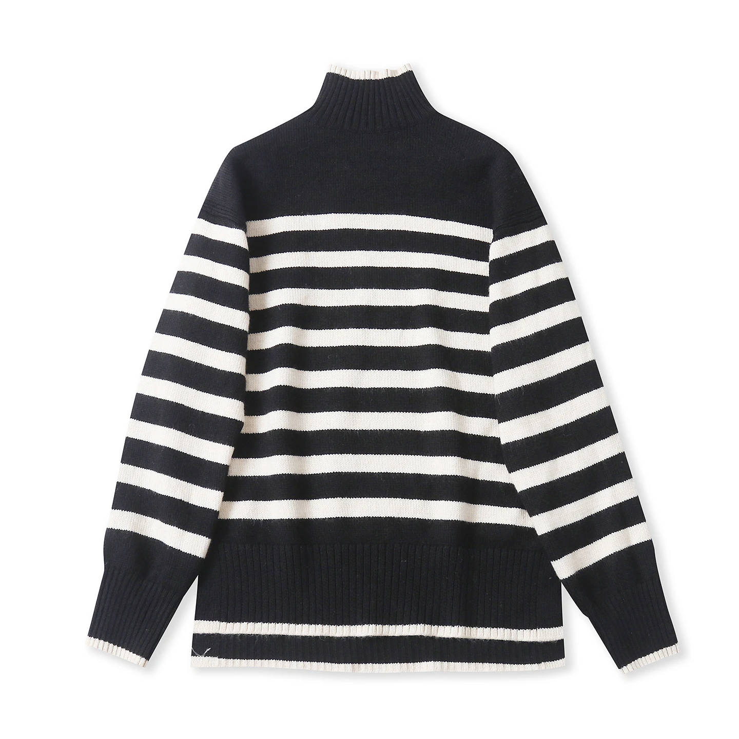 

Loose Long Sve Striped Knitwear Women's Mid-Length Small Collar Open Split Sweater Autumn Winter New Sle Casual Commute