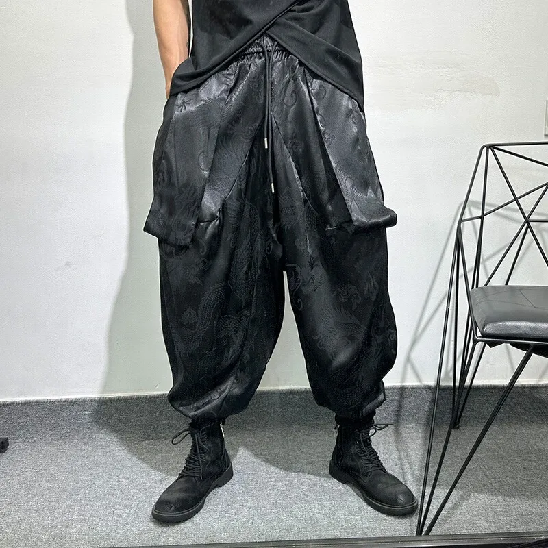 Avant-Garde Spring  Niche Fashionable Retro Printed Loose Casual Pants Popular All-Matching Design Personality Bloomers for Men