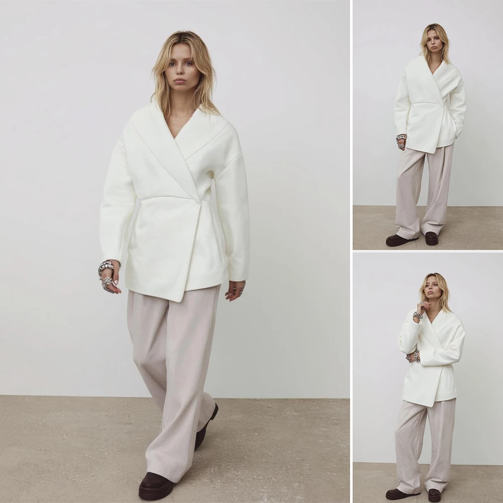 

Mia Muse Boutique женские пальто осень-зима удобные простые приличные однотонные асимметричные повседневные пальто с длинными рукавами и лацканами