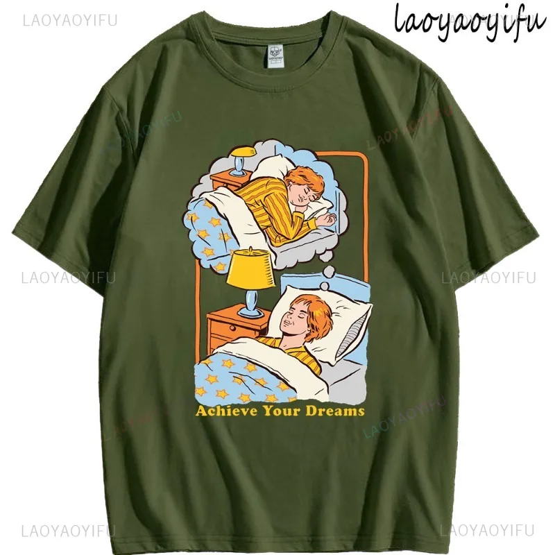 

Achieve Your Dreams Theme 100%Cotton Printed Tops Men's Women's Summer O-Neck Fashion New Style Casual Simple Short-sleev Tee