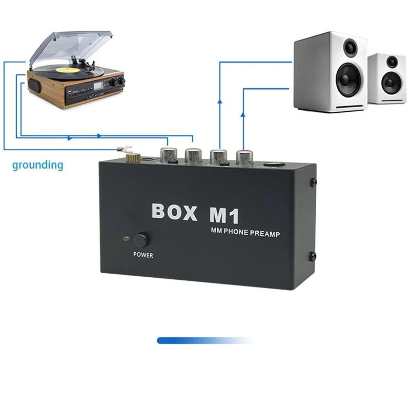 Box M1 Mm Phono Preamp For Turntable Phonograph Preamplifier Mini Stereo Audio Hifi With Headphone Amplifier