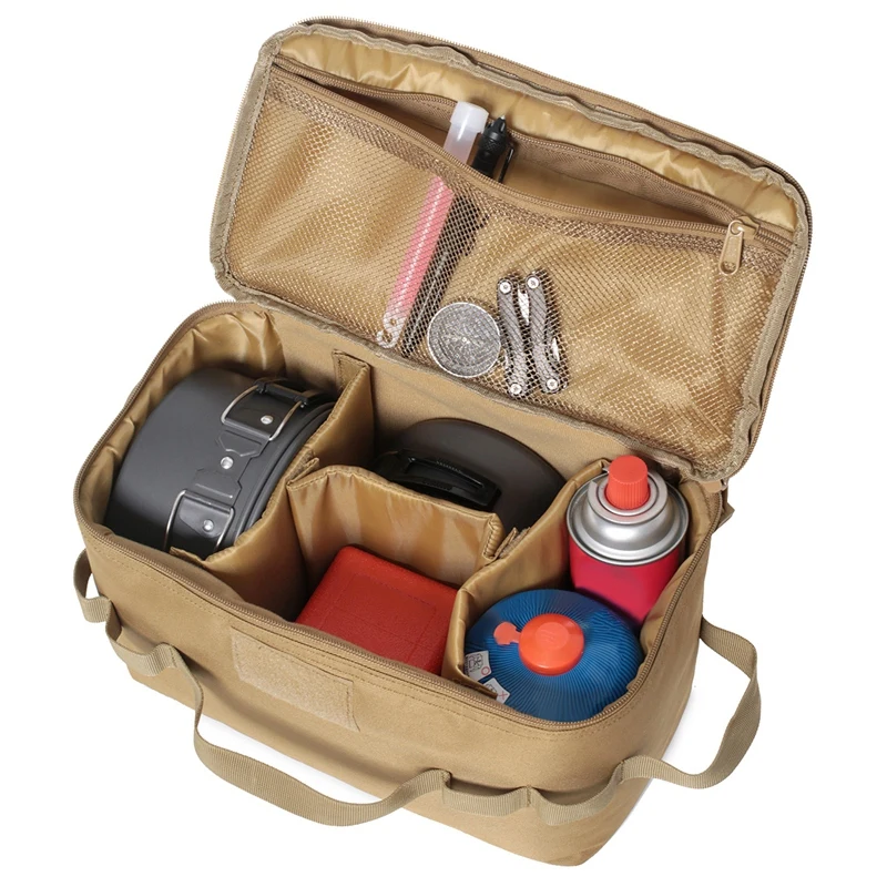 Outdoor Camping Storage Bag Gas Stove Canister Pot Carry Bag Picnic Bag Cookware Utensils Organizer Green-FS view 2