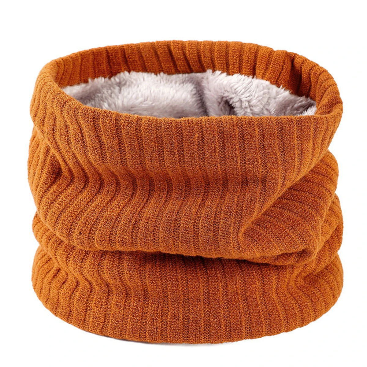 

Solid Color Winter Warm Neckerchief For Women Fashion Vertical Stripe Allmatch Lining Wool Scarf Outdoor Neck Guard Collar