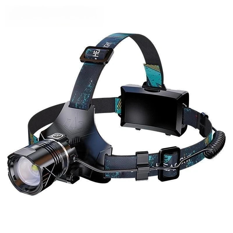 Explosive induction strong light headlight bright long-range shooting head-mounted flashlight charging zoom  night fishing light