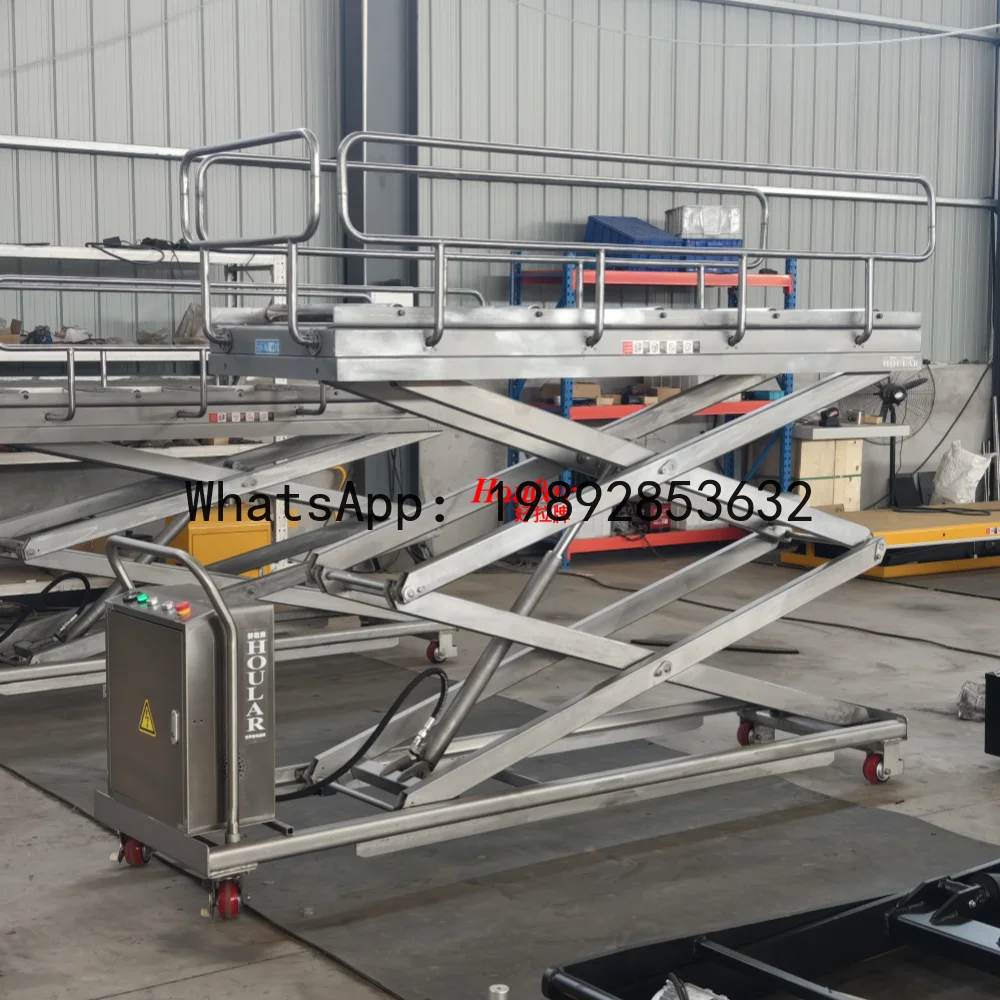 YFY Stainless Steel Platform Truck Full 304 SUS Rustproof Hydraulic Manual Lifting Platform Truck