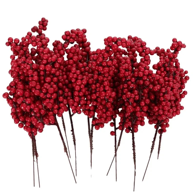 For Home Christmas Decoration DIY Gift Wreath Wholesale Berry Artificial Flower Fruit Red Berry Simulation Cherry Stamen Berries - Image 6