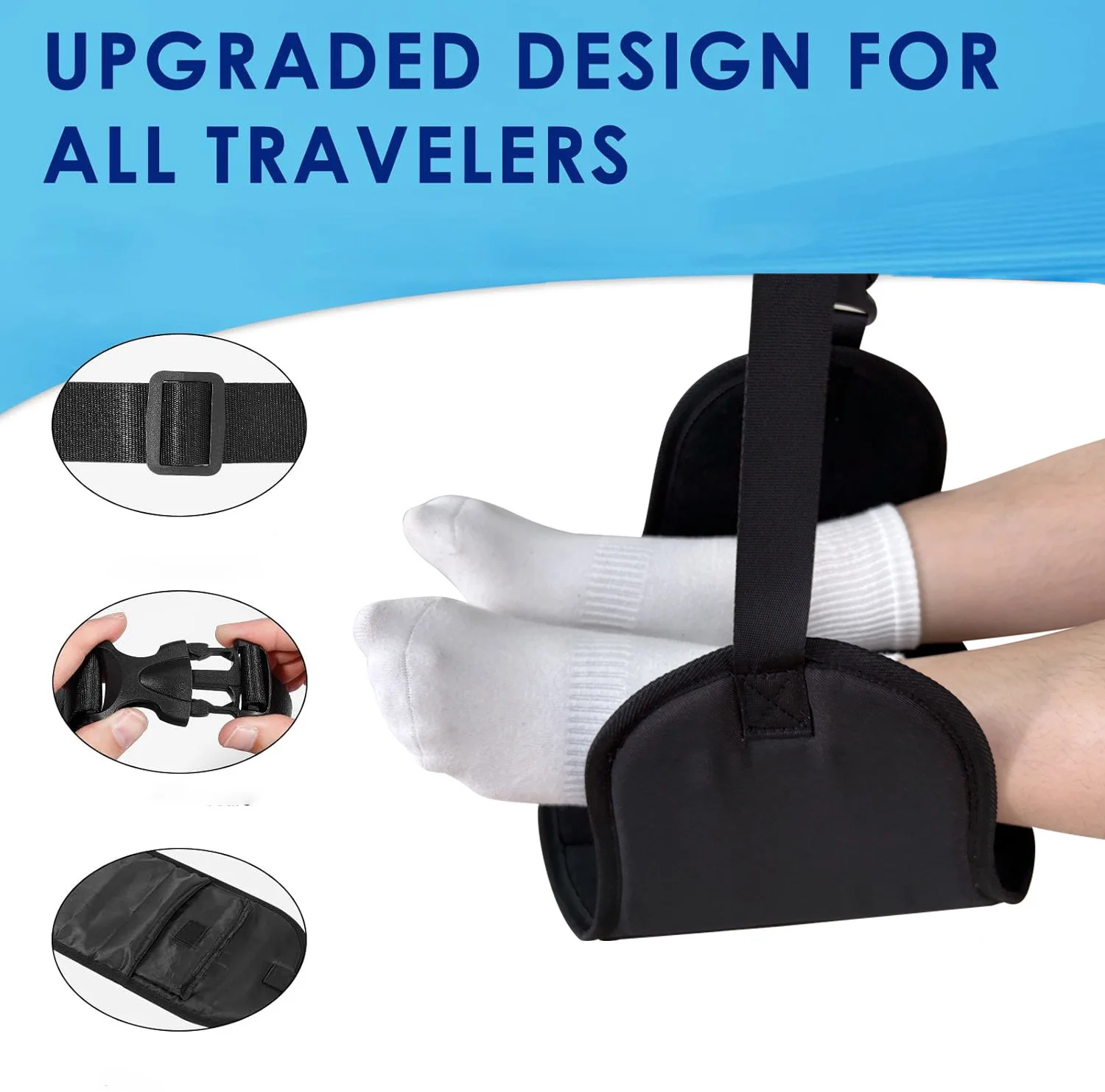 

1 pc Airplane travel hammock - Portable Adjustable Foot Hanger Essential for Relaxing Feet During Travel Flights - Office Pedal