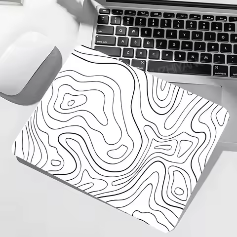 Black White Texture Keyboard Pad Mouse Gaming Pc Accessories Rubber 50x50CM Mousepad Gamer Deskmat Topographic Mause Pads