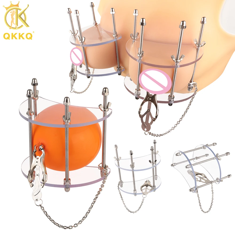QKKQ البلاستيك جبيرة عبودية الثدي مع الحلمات المشبك الصدر متعة النساء حضن محفز الحلمات كليب التمثال أدوات مثير متعة