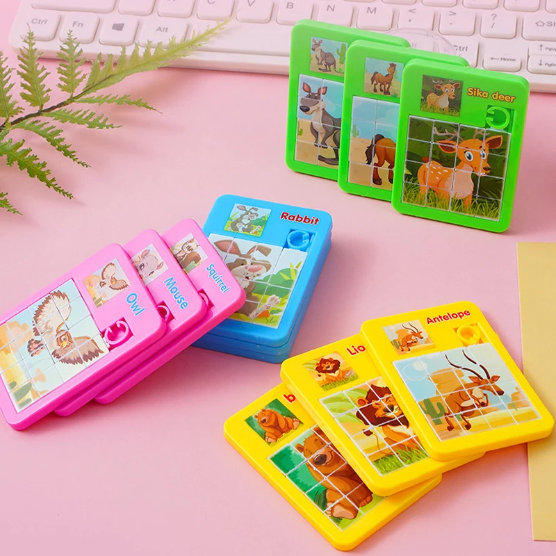 5PCS Sliding Puzzle Klotski Alphabet Early Educational Developing Toy for Children Jigsaw Digital Animal Cartoon Game Kids Toys