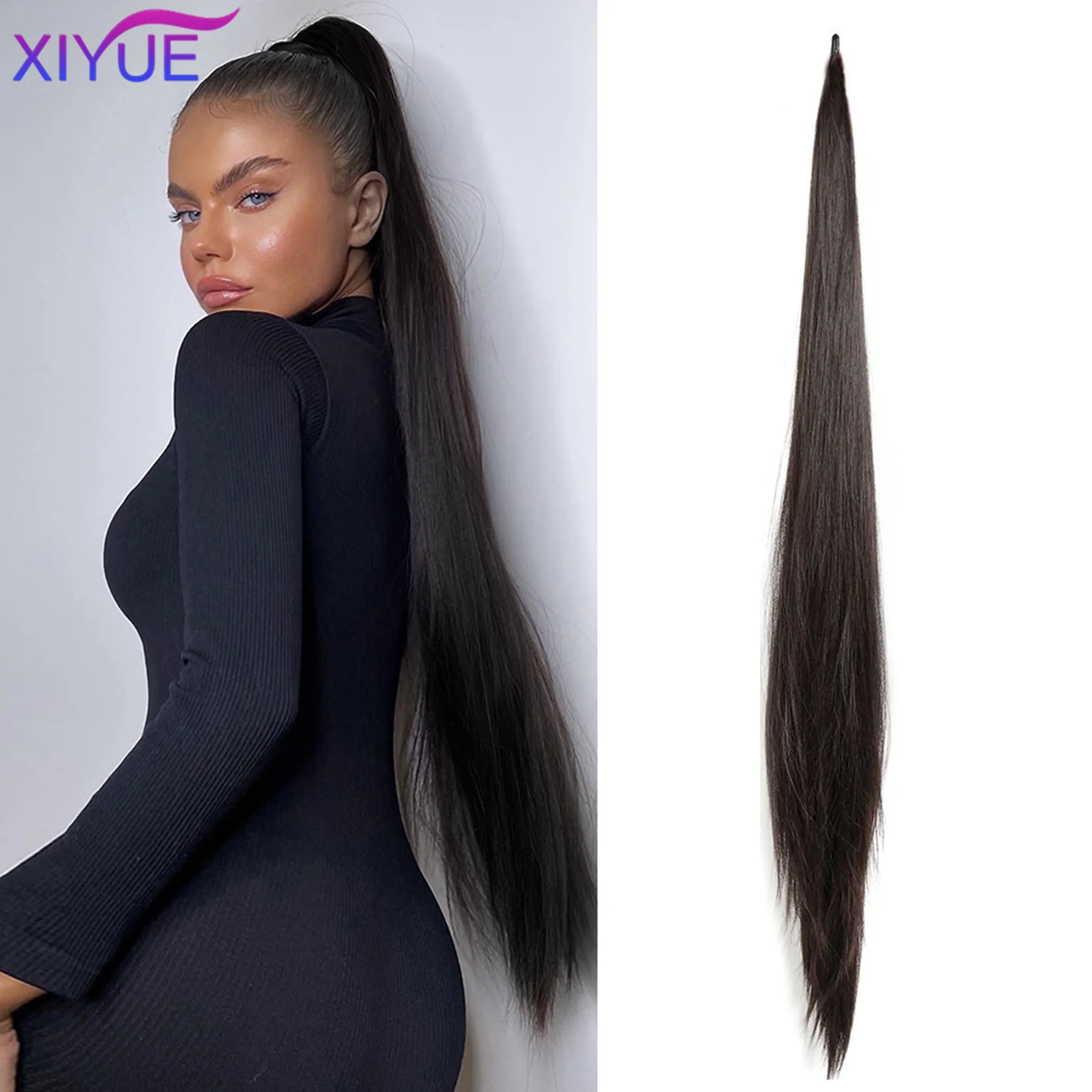 

XIYUE Synthetic Straight Ponytail Hair Extensions Long Straight Heat Resistant Ponytail for Women Wig Hair Extensions