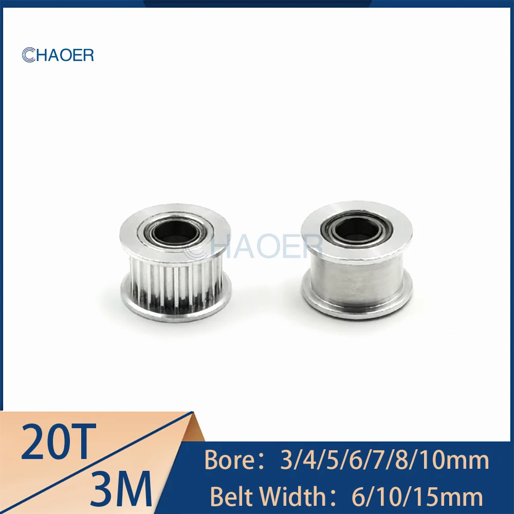 HTD3M 20 Zähne Spanner Synchronriemenscheibe Bohrung 3/4/5/6/7/8/10 mm Breite 6/10/15 mm 3M 20 Zähne Lager Einstellen Führungsrad Spannrolle