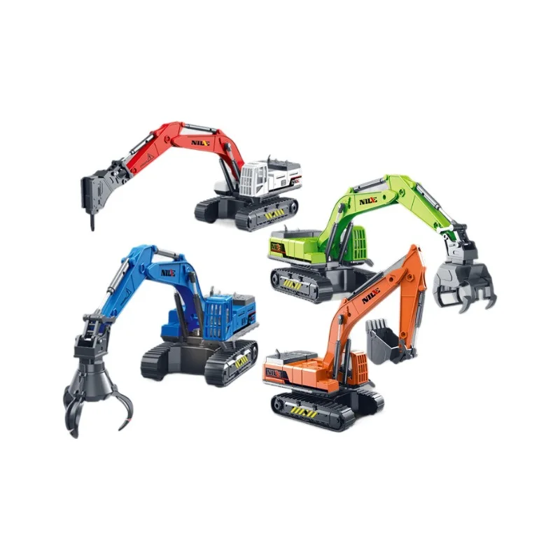 Escavadora de Simulação Inercial para Crianças, Máquina Rotativa de Engenharia, Modelo de Veículo de Engenharia Inercial BS706-59